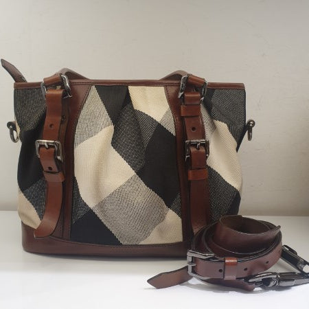 Burberry Brown Mega Check Lowry Bag