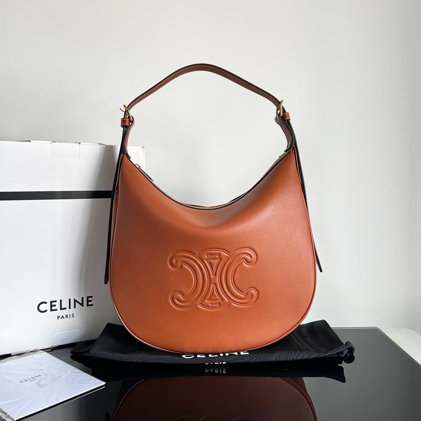 Celine TRIOMPHE 31 TAN BROWN CALFSKIN