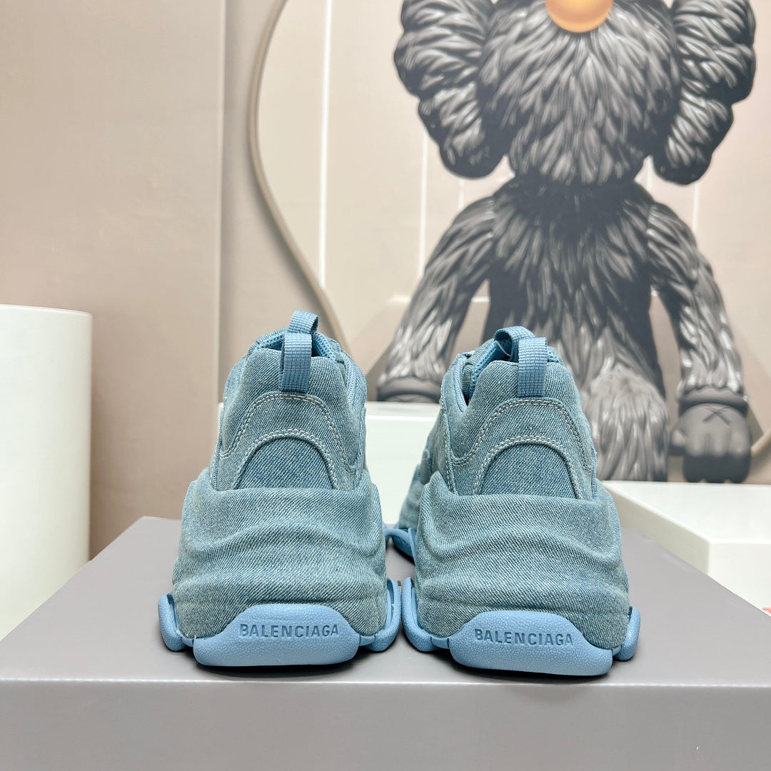 Balanciaga TRIPLE S SNEAKER IN BLUE DENIM