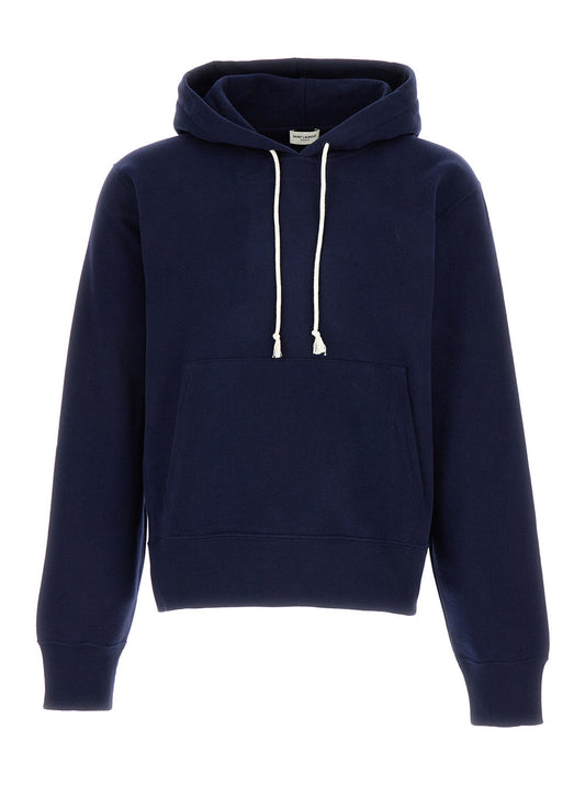 Saint Laurent Men Blue Cassandre Hoodie In Cotton Man