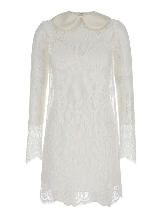 Dolce & Gabbana Women White Minidress In Chantilly Lace Woman