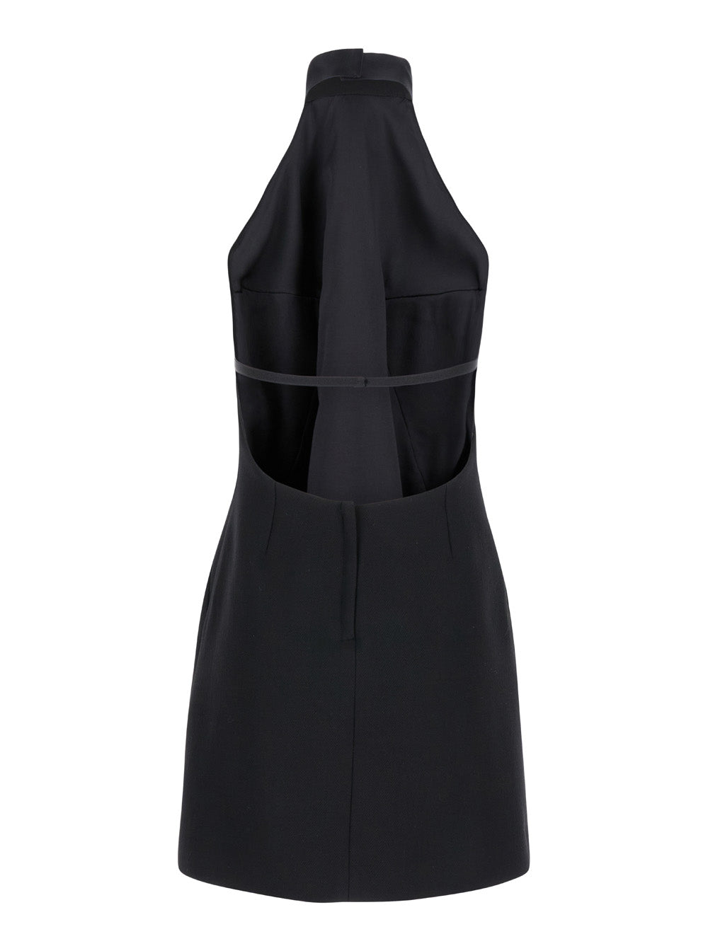 Dolce & Gabbana Women Black Mini Dress With Floral Detail In Wool Woman