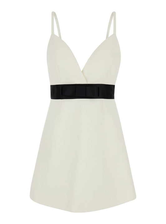 Dolce & Gabbana Women White Layered Mini Dress In Wool Blend Woman