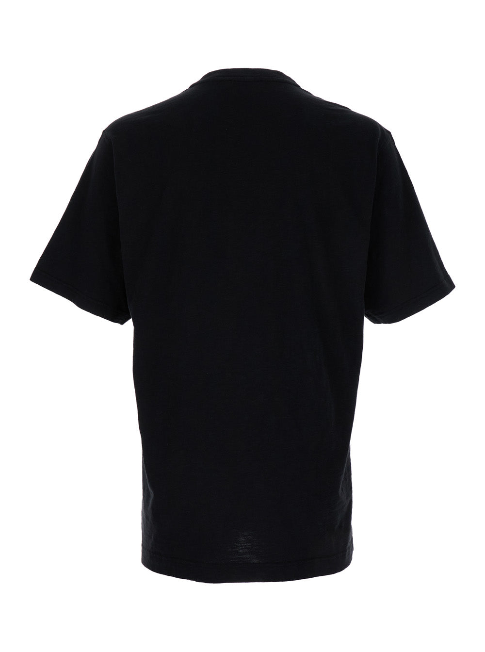 Dolce & Gabbana Men Black Crewneck T-Shirt With Contrasting Logo In Cotton Man