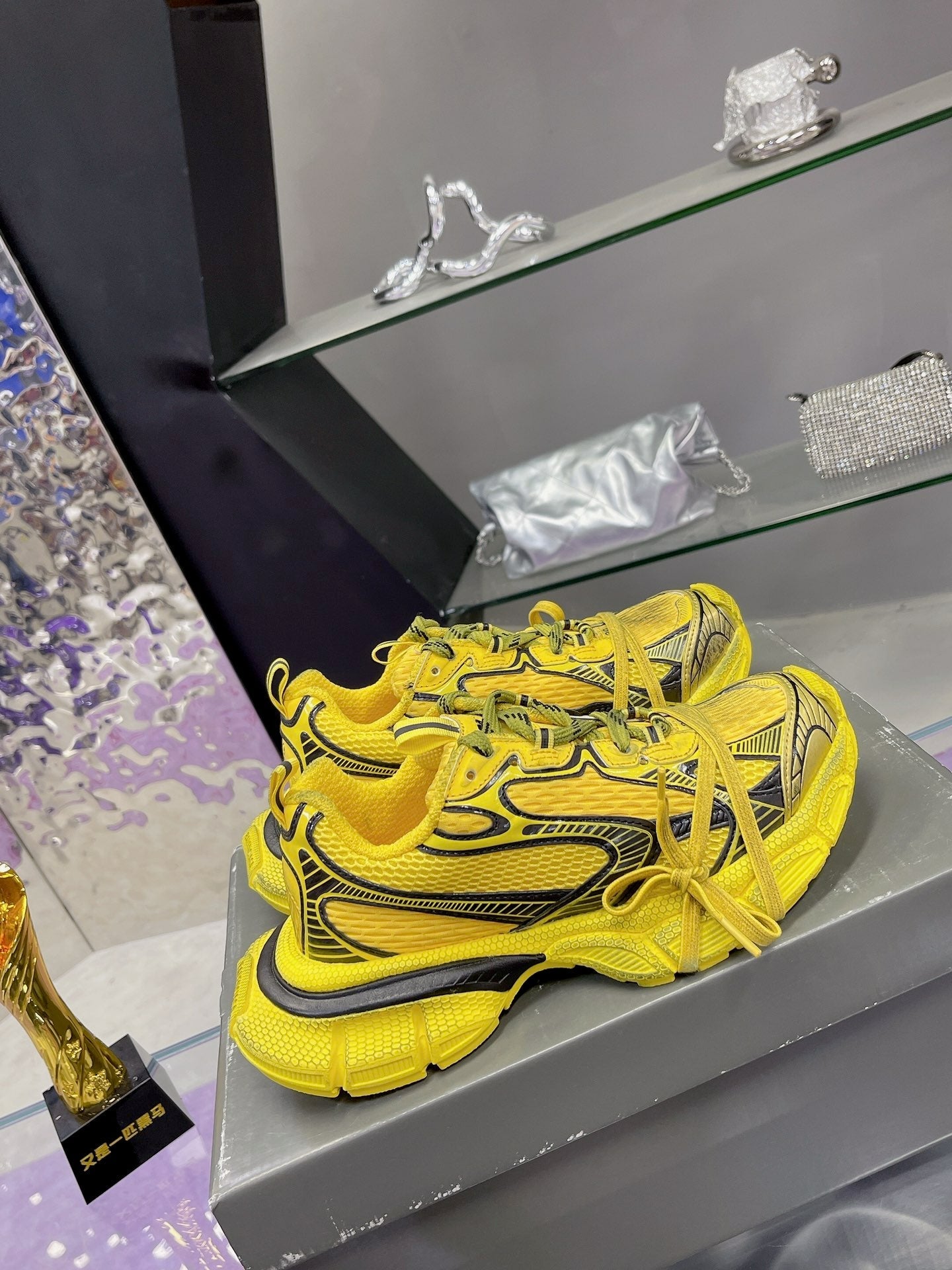 Balanciaga 3XL SNEAKER IN YELLOW MIX BLACK MESH AND POLYURETHANE