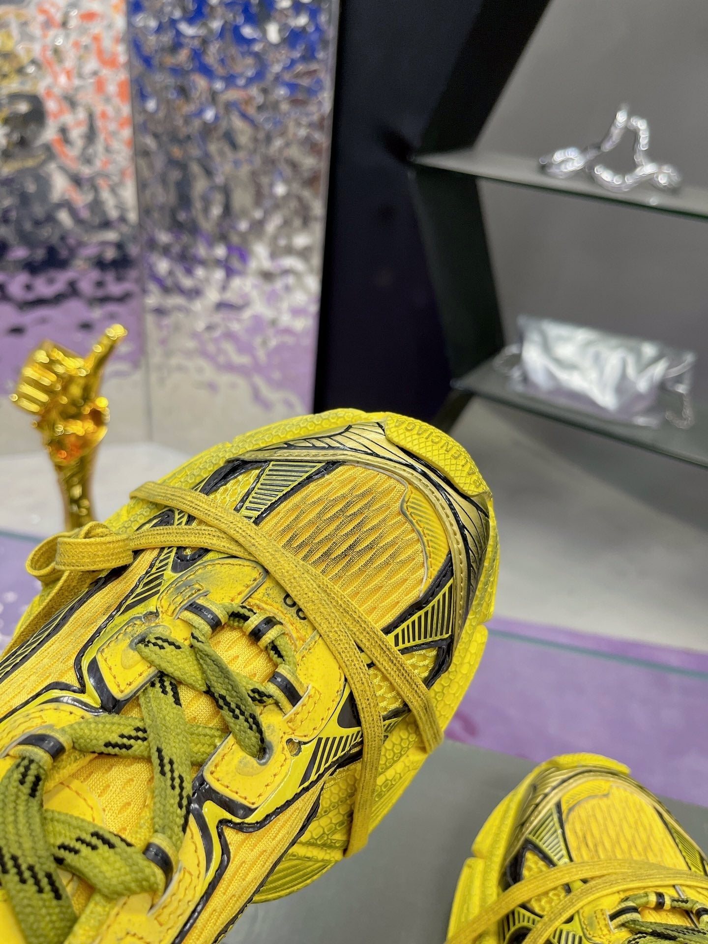 Balanciaga 3XL SNEAKER IN YELLOW MIX BLACK MESH AND POLYURETHANE