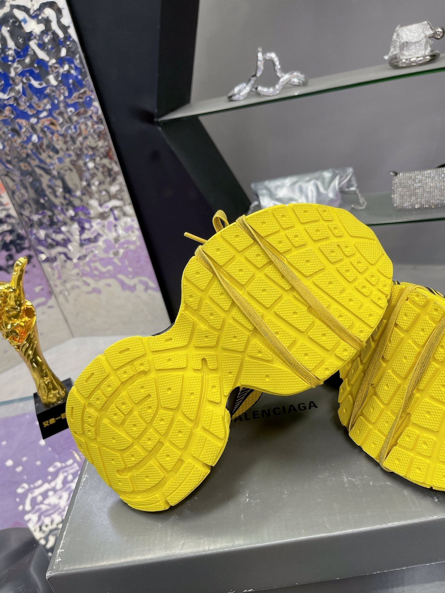 Balanciaga 3XL SNEAKER IN YELLOW MIX BLACK MESH AND POLYURETHANE