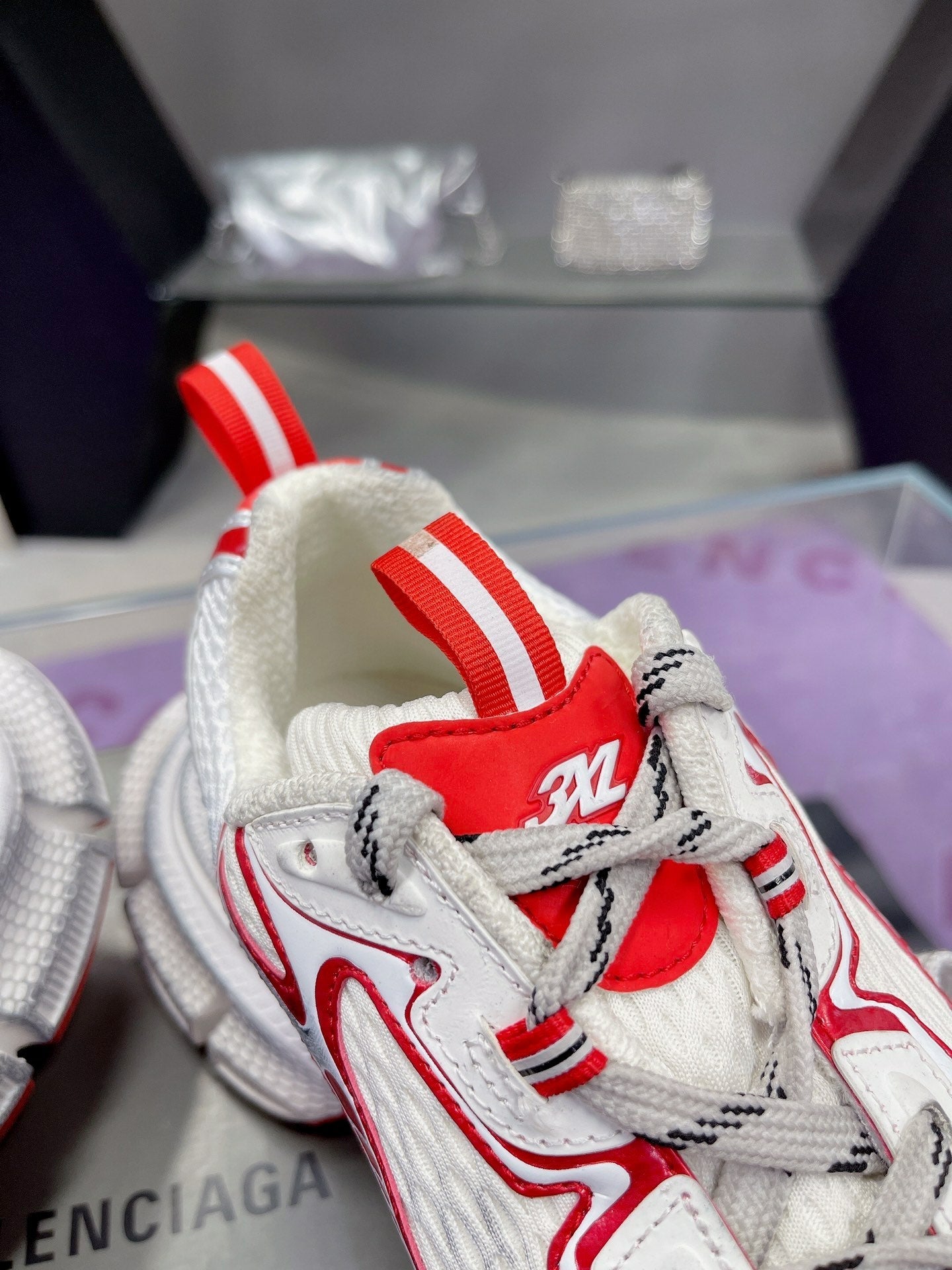 Balanciaga 3XL SNEAKER IN RED MIX WHITE MESH AND POLYURETHANE