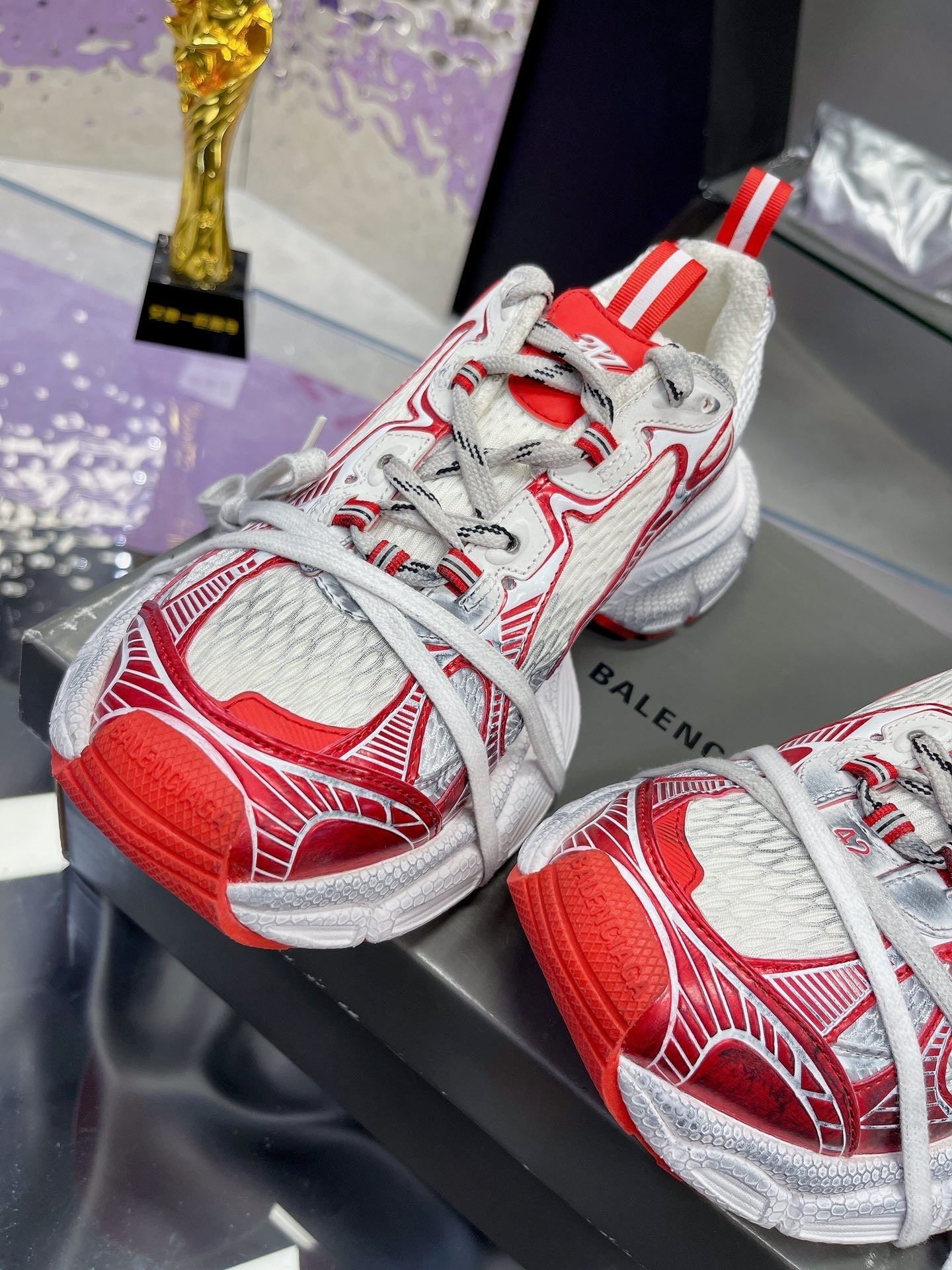Balanciaga 3XL SNEAKER IN RED MIX WHITE MESH AND POLYURETHANE