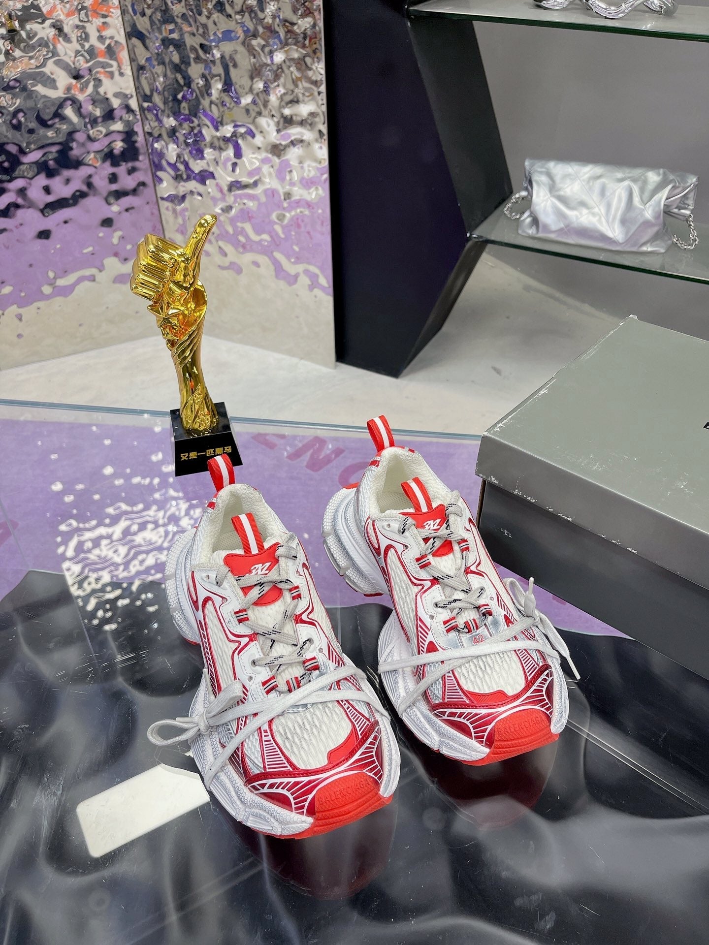Balanciaga 3XL SNEAKER IN RED MIX WHITE MESH AND POLYURETHANE