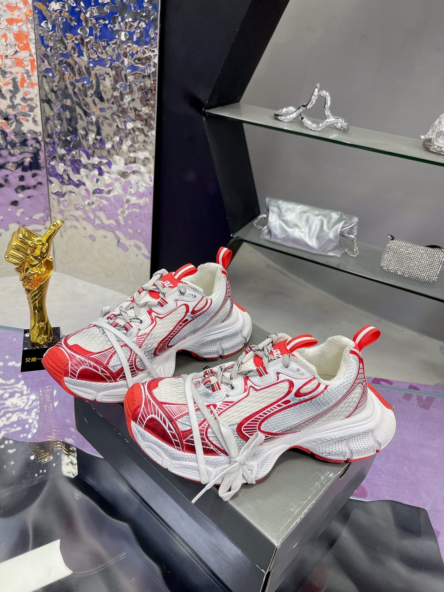 Balanciaga 3XL SNEAKER IN RED MIX WHITE MESH AND POLYURETHANE