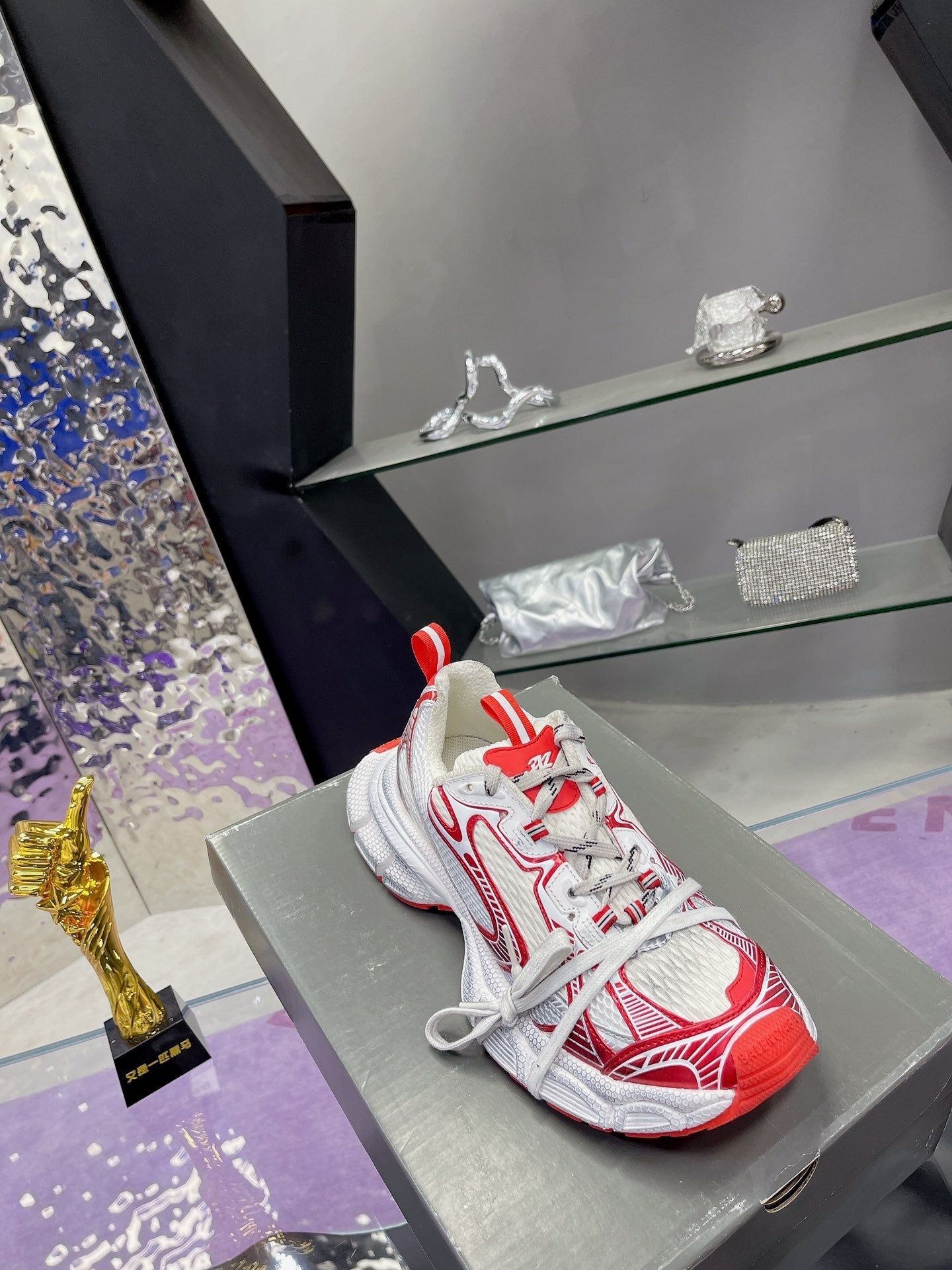 Balanciaga 3XL SNEAKER IN RED MIX WHITE MESH AND POLYURETHANE