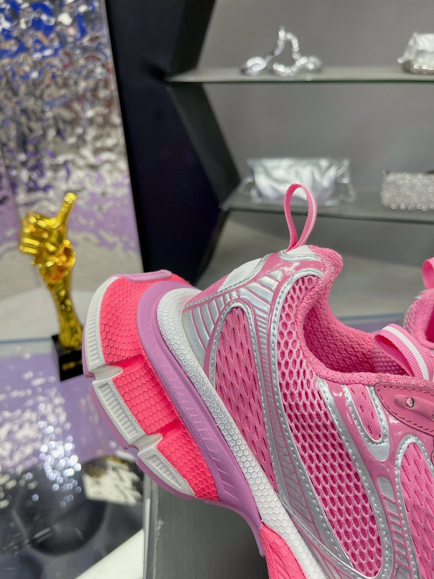 Balanciaga 3XL SNEAKER IN PINK MIX SILVER MESH AND POLYURETHANE