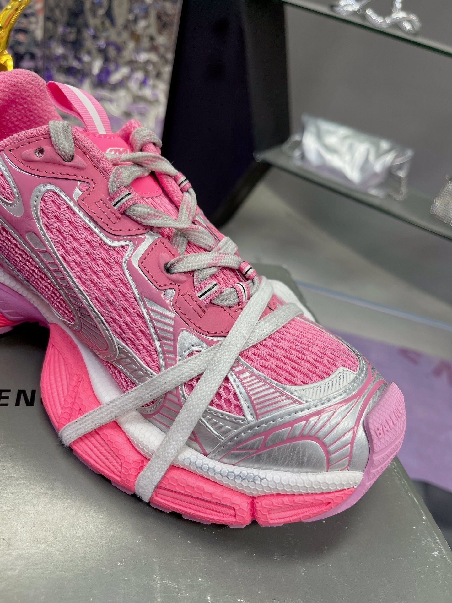 Balanciaga 3XL SNEAKER IN PINK MIX SILVER MESH AND POLYURETHANE