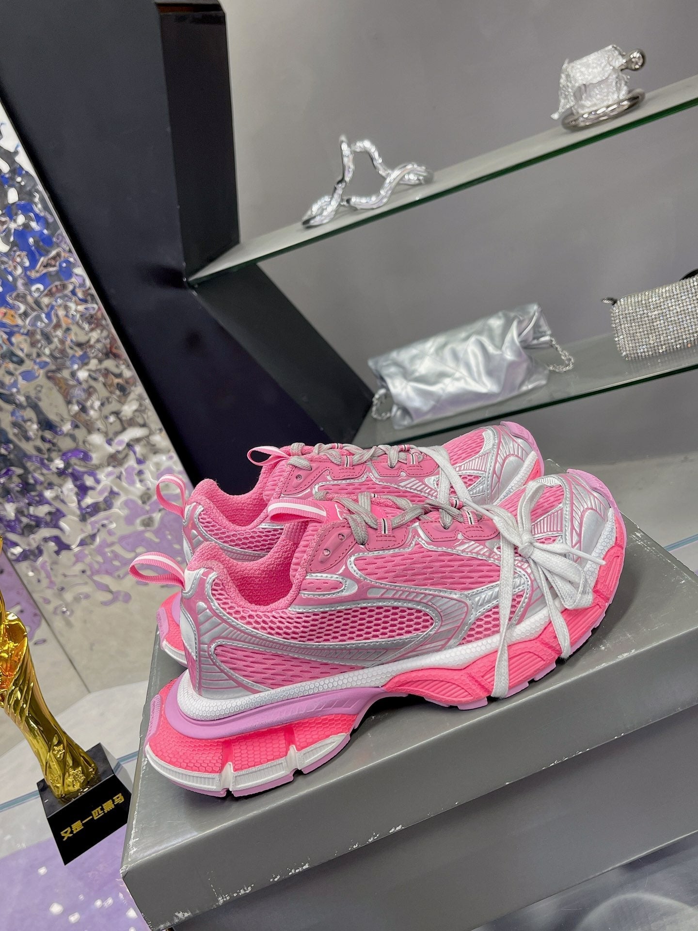 Balanciaga 3XL SNEAKER IN PINK MIX SILVER MESH AND POLYURETHANE