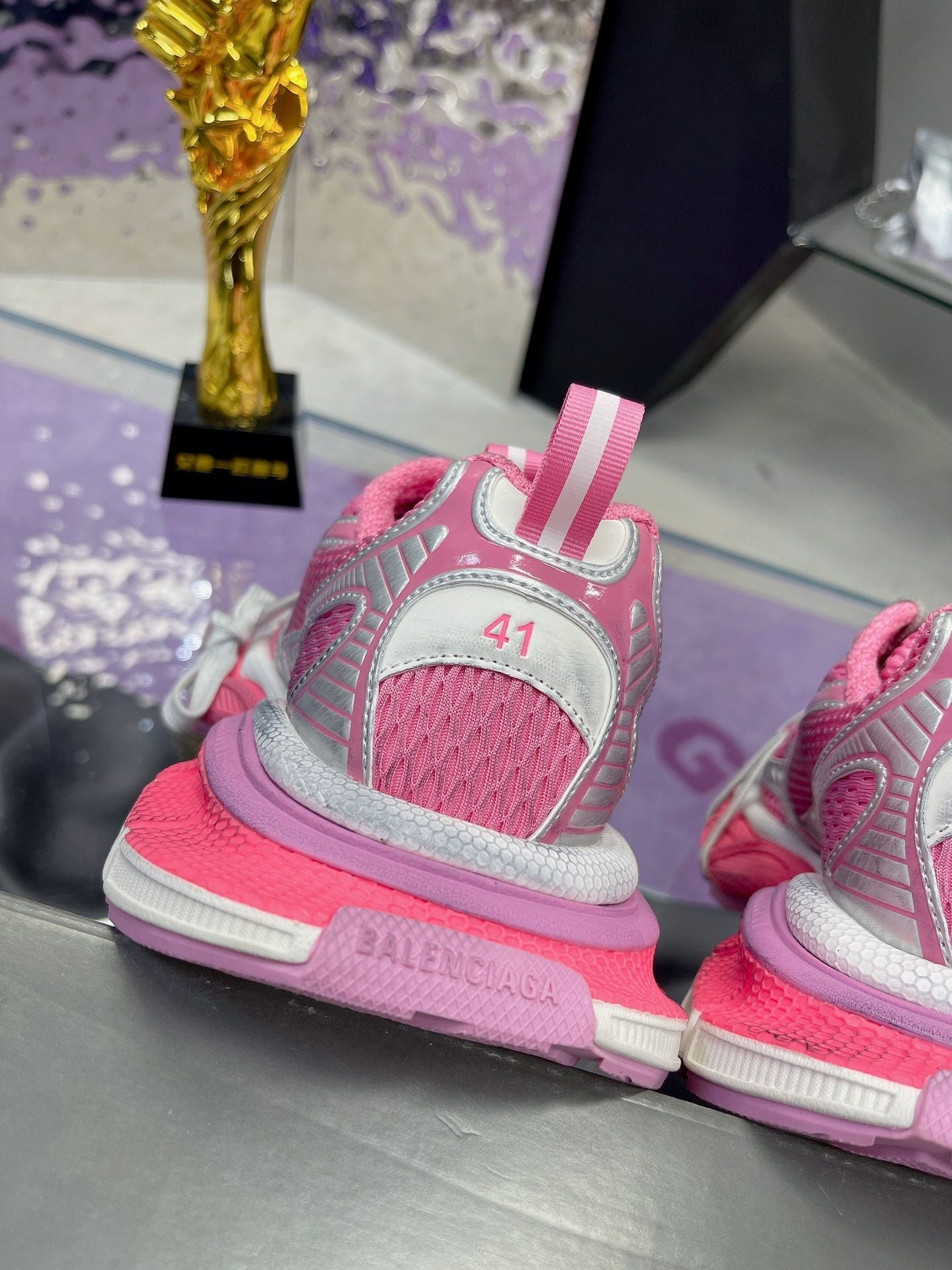 Balanciaga 3XL SNEAKER IN PINK MIX SILVER MESH AND POLYURETHANE