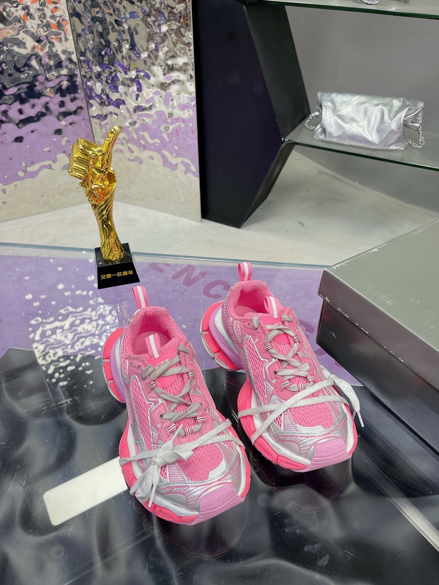 Balanciaga 3XL SNEAKER IN PINK MIX SILVER MESH AND POLYURETHANE