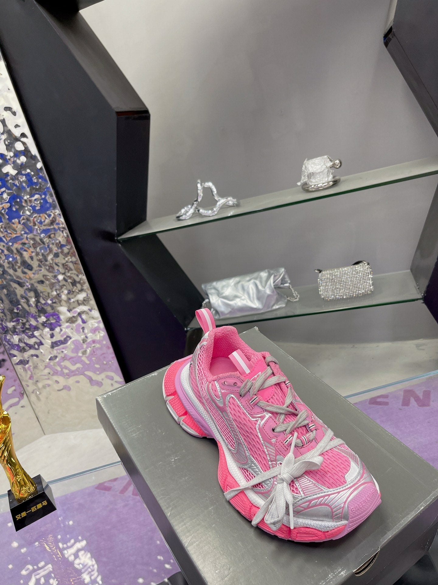 Balanciaga 3XL SNEAKER IN PINK MIX SILVER MESH AND POLYURETHANE
