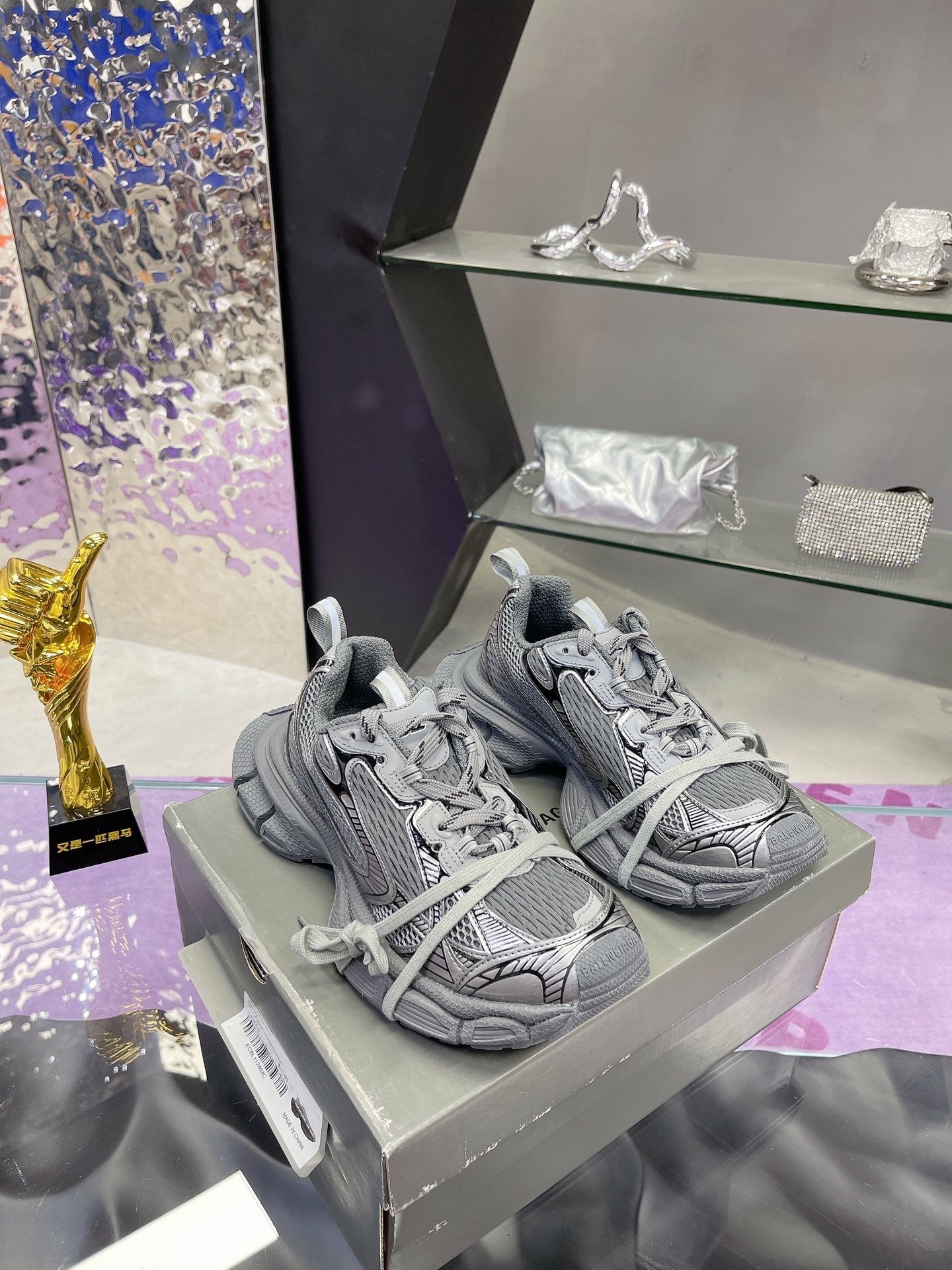 Balanciaga 3XL SNEAKER IN ALL GRAY MESH AND POLYURETHANE