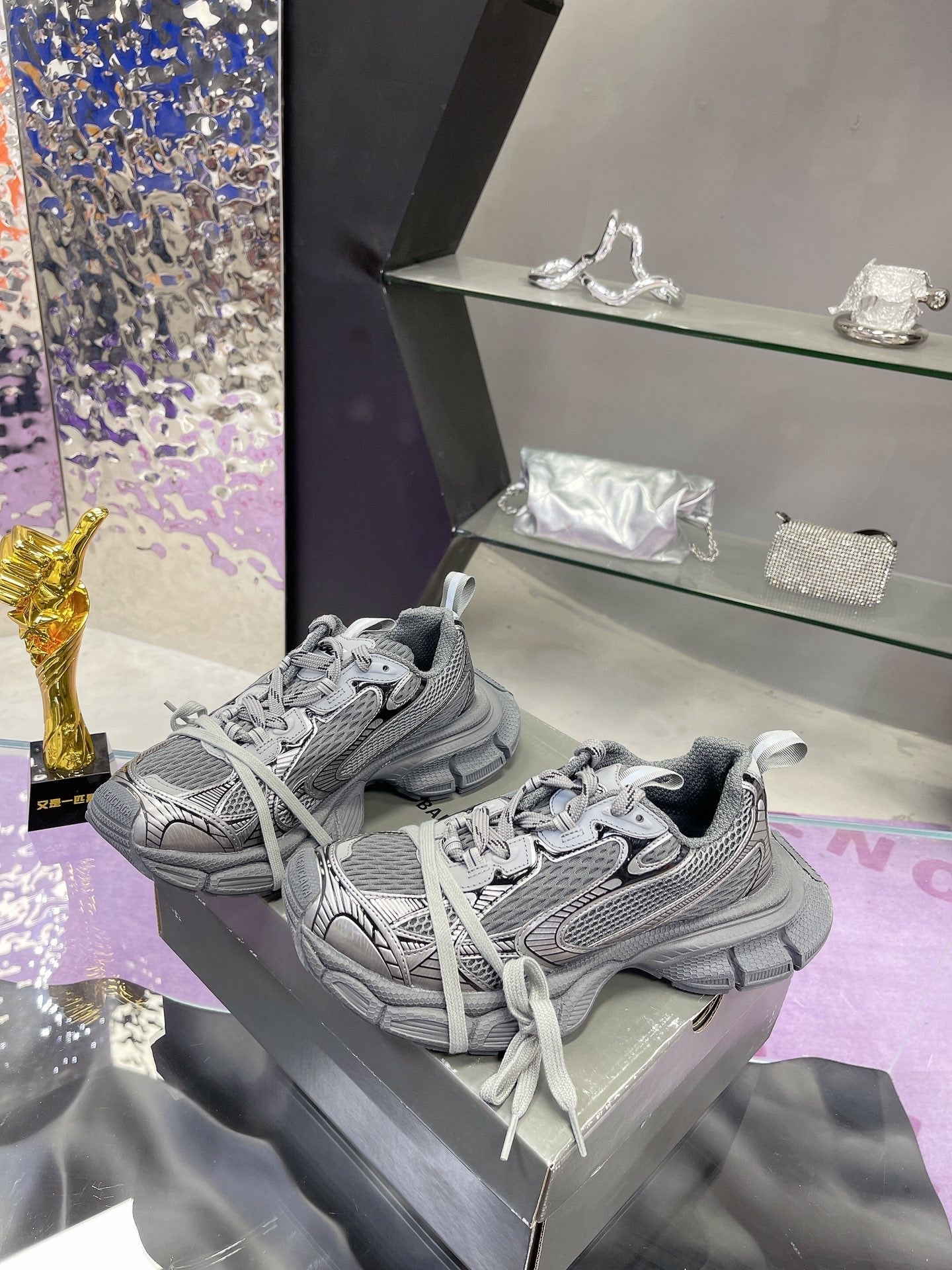 Balanciaga 3XL SNEAKER IN ALL GRAY MESH AND POLYURETHANE
