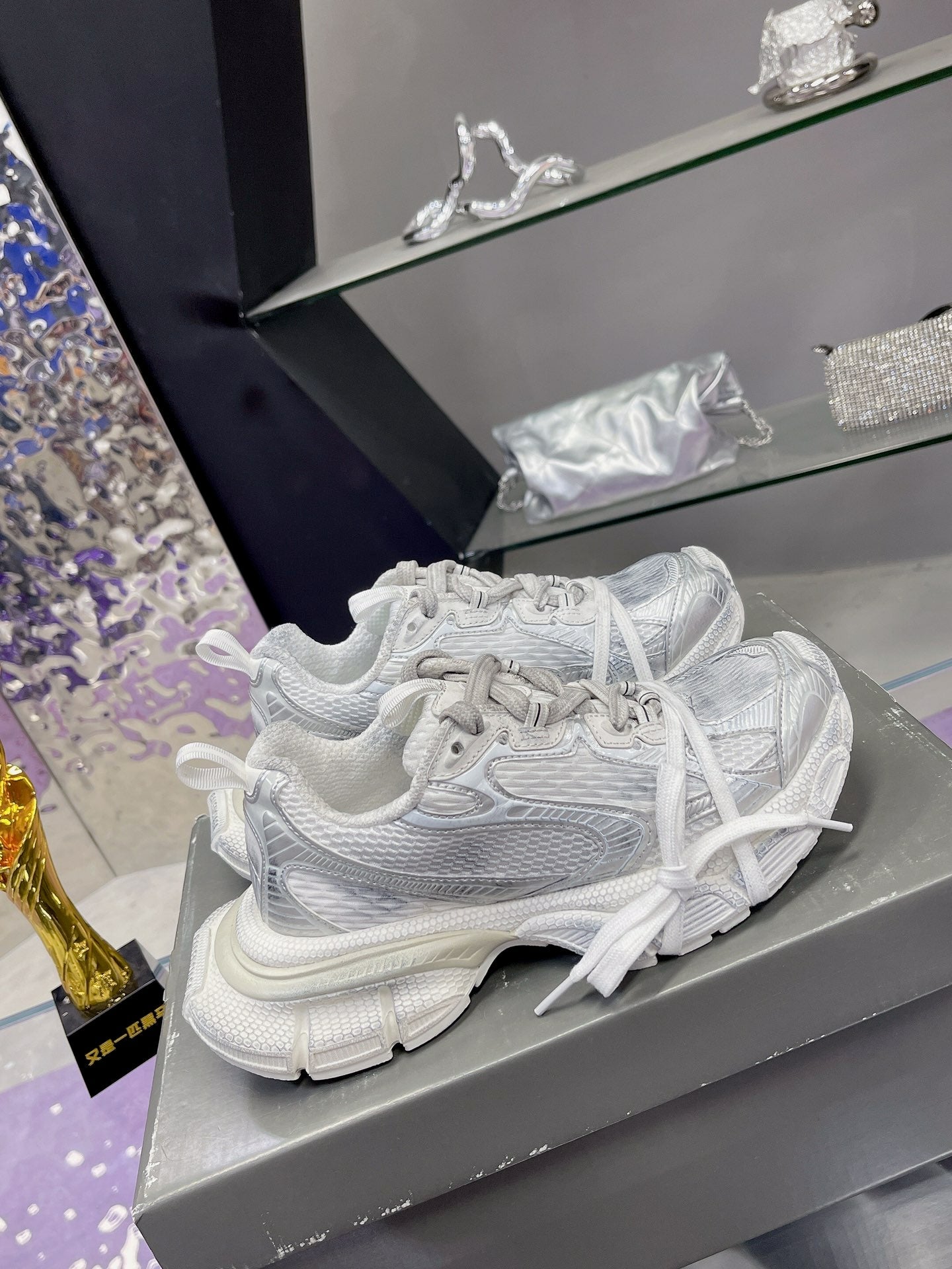 Balanciaga 3XL SNEAKER IN SILVER MIX WHITE MESH AND POLYURETHANE