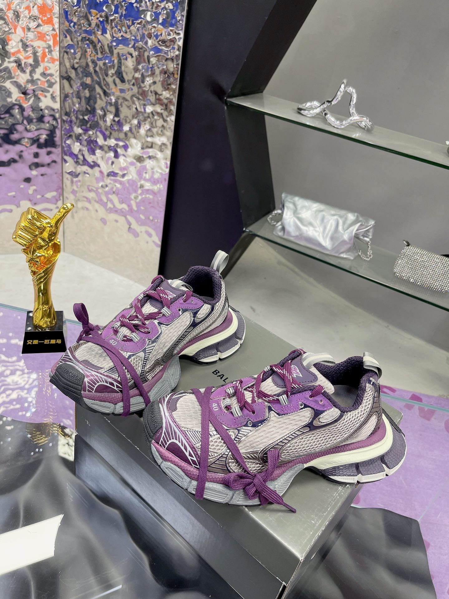 Balanciaga 3XL SNEAKER IN PURPLE MIX GRAY MESH AND POLYURETHANE