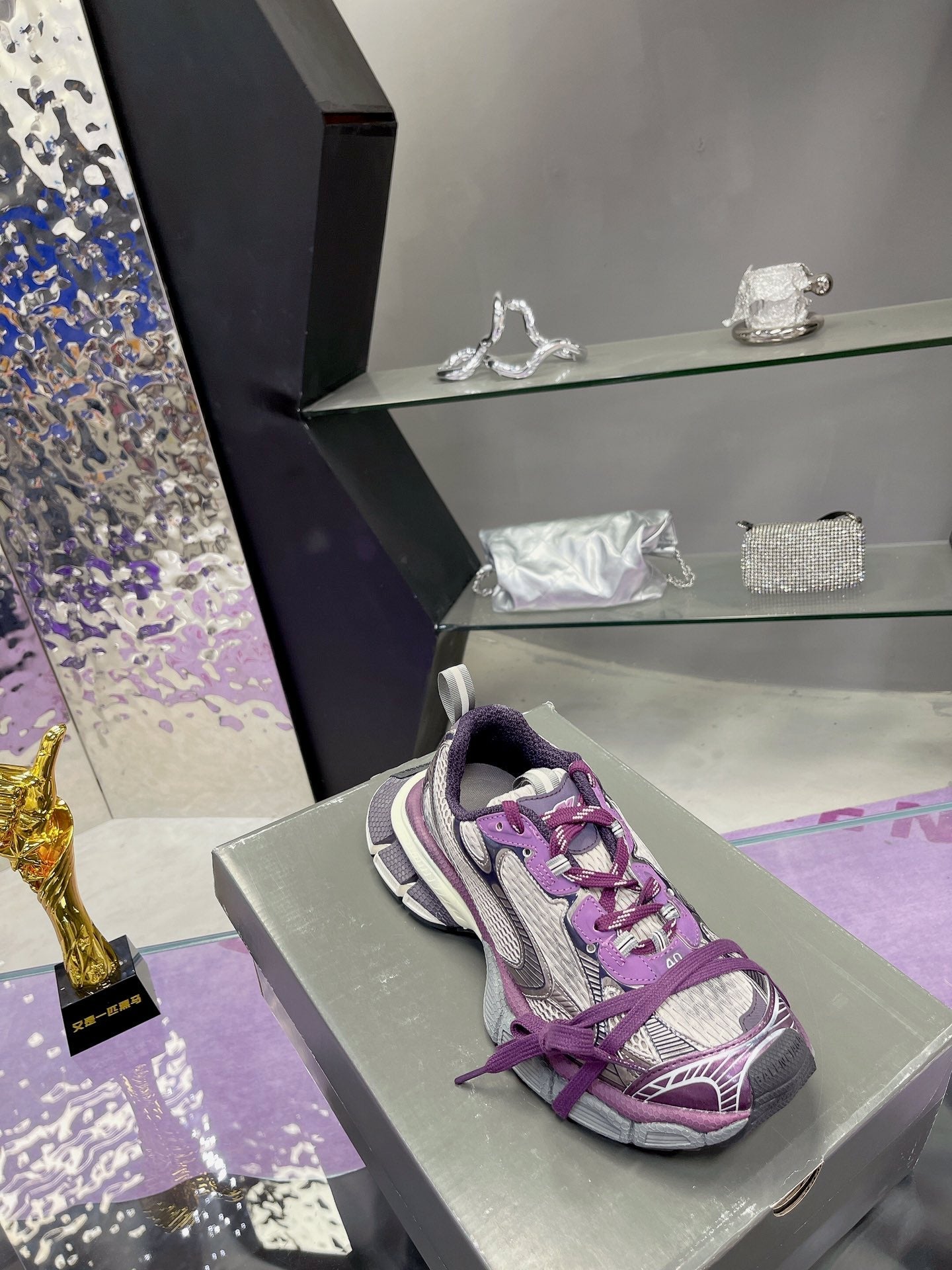 Balanciaga 3XL SNEAKER IN PURPLE MIX GRAY MESH AND POLYURETHANE