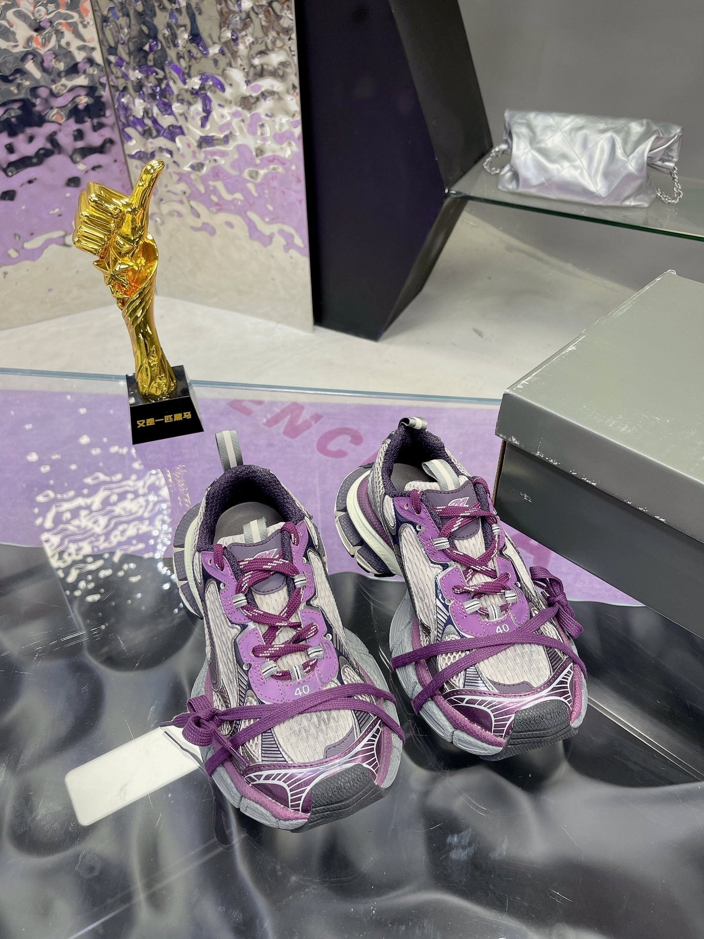 Balanciaga 3XL SNEAKER IN PURPLE MIX GRAY MESH AND POLYURETHANE
