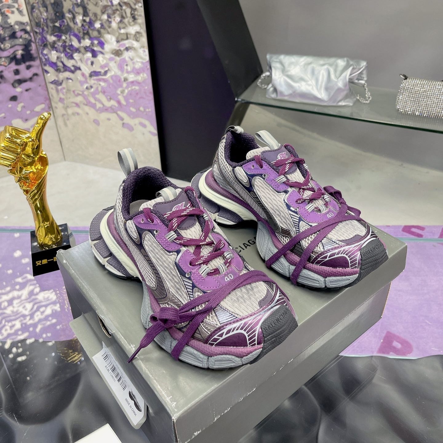 Balanciaga 3XL SNEAKER IN PURPLE MIX GRAY MESH AND POLYURETHANE