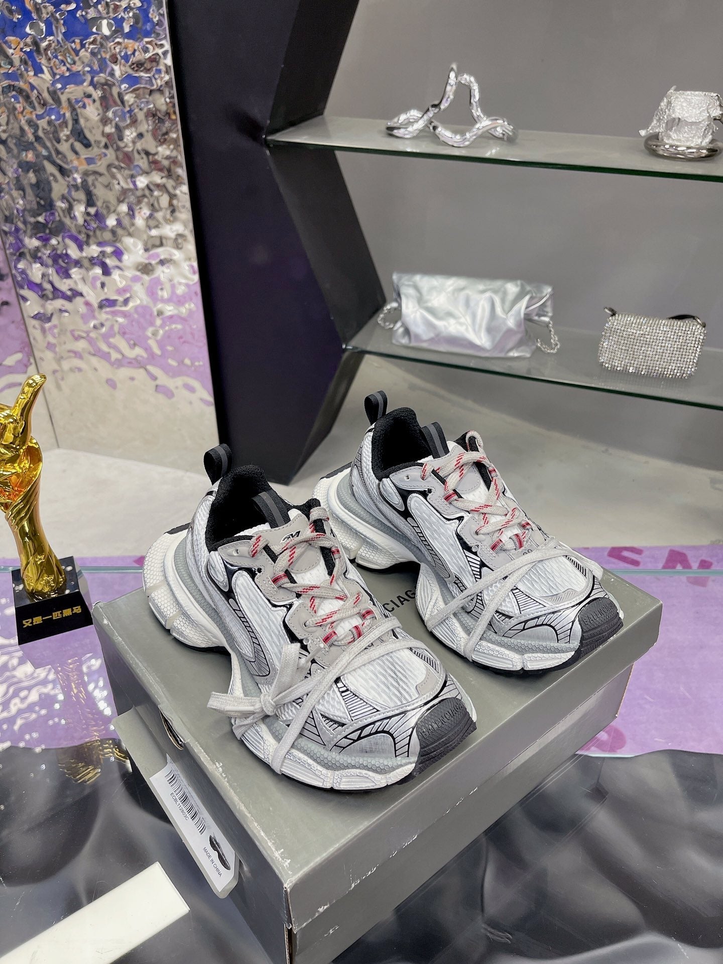 Balanciaga 3XL SNEAKER IN GRAY MIX WHITE MESH AND POLYURETHANE