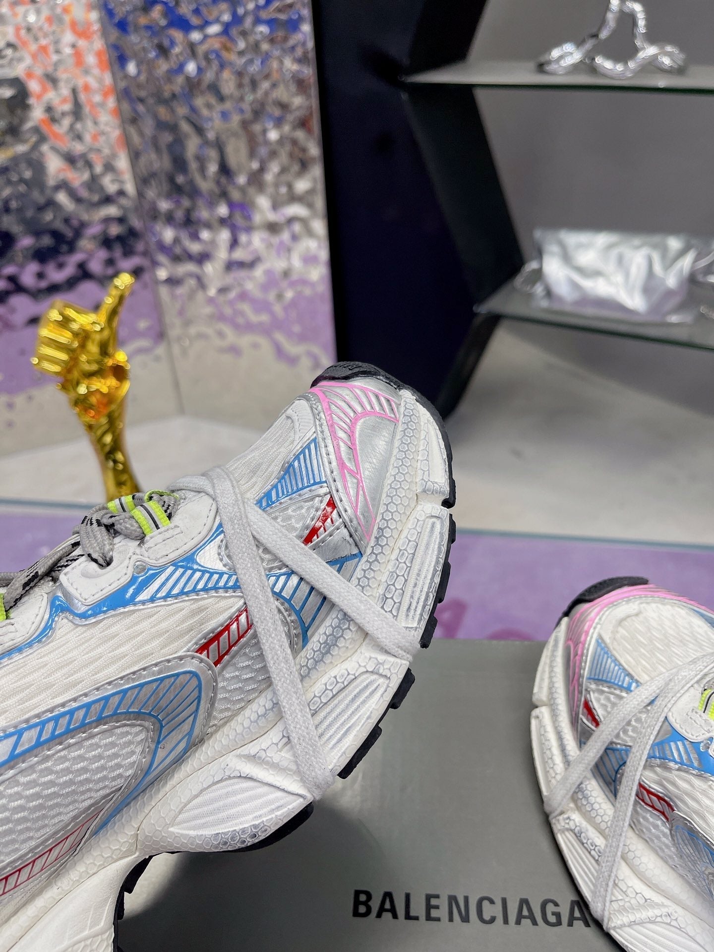 Balanciaga 3XL SNEAKER IN WHITE PINK GRAY BLUE MESH AND POLYURETHANE