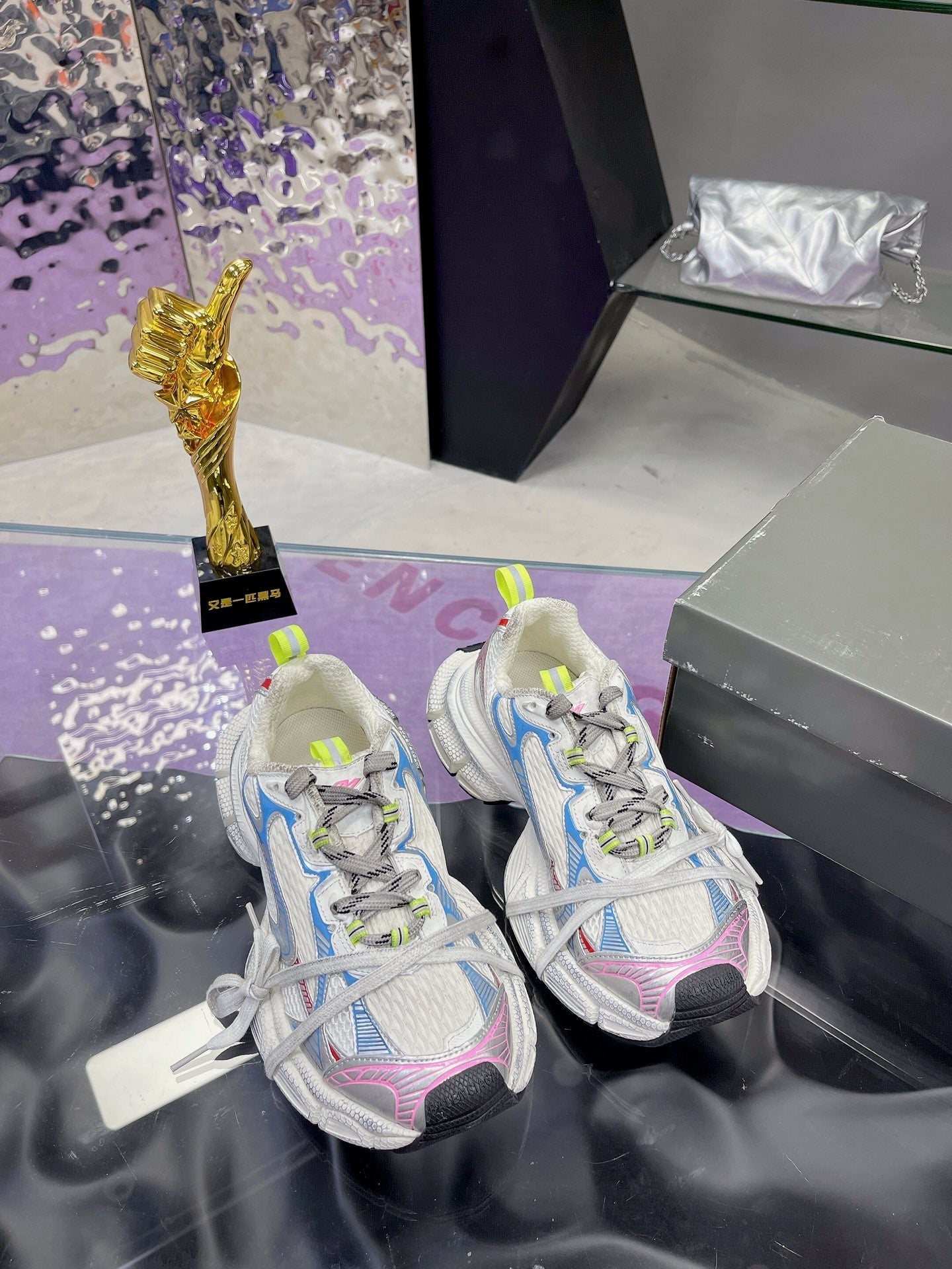 Balanciaga 3XL SNEAKER IN WHITE PINK GRAY BLUE MESH AND POLYURETHANE
