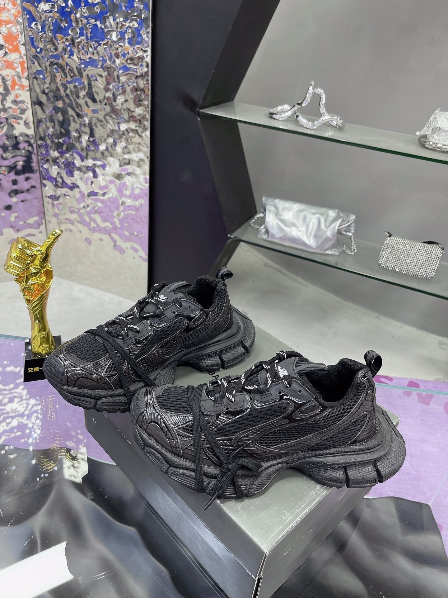 Balanciaga 3XL SNEAKER IN BLACK MESH AND POLYURETHANE
