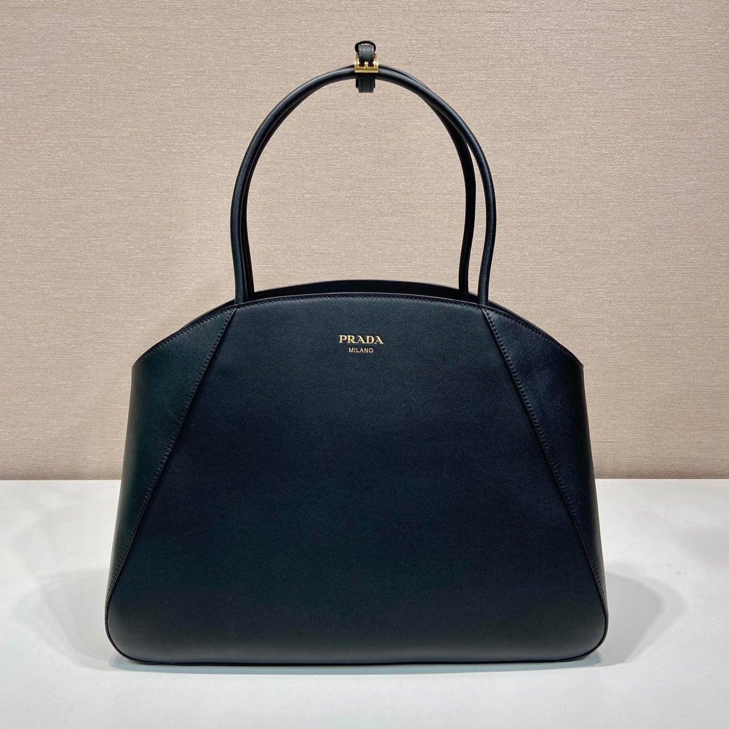 PRADA ELEGANT TOTE BAG 40 IN BLACK SMOOTH CALFSKIN