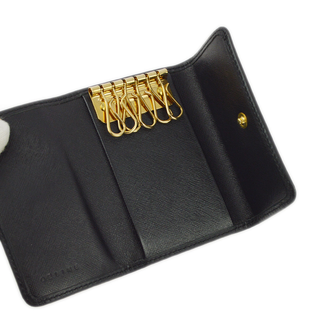 Celine Black Macadam Key Case Small New