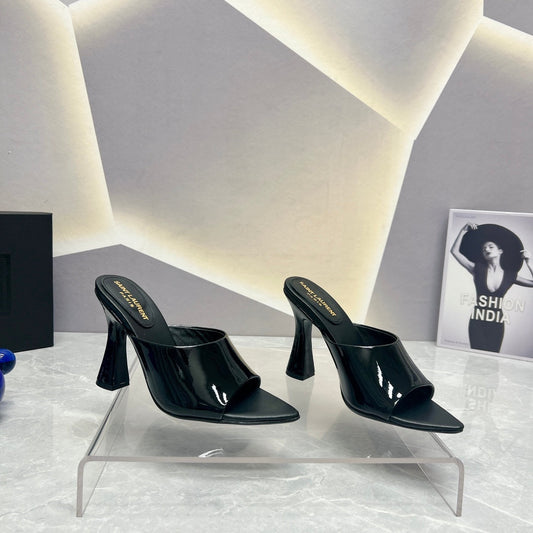 Saint Laurent SL GOLDIE MULES BLACK POLISHED CALFSKIN