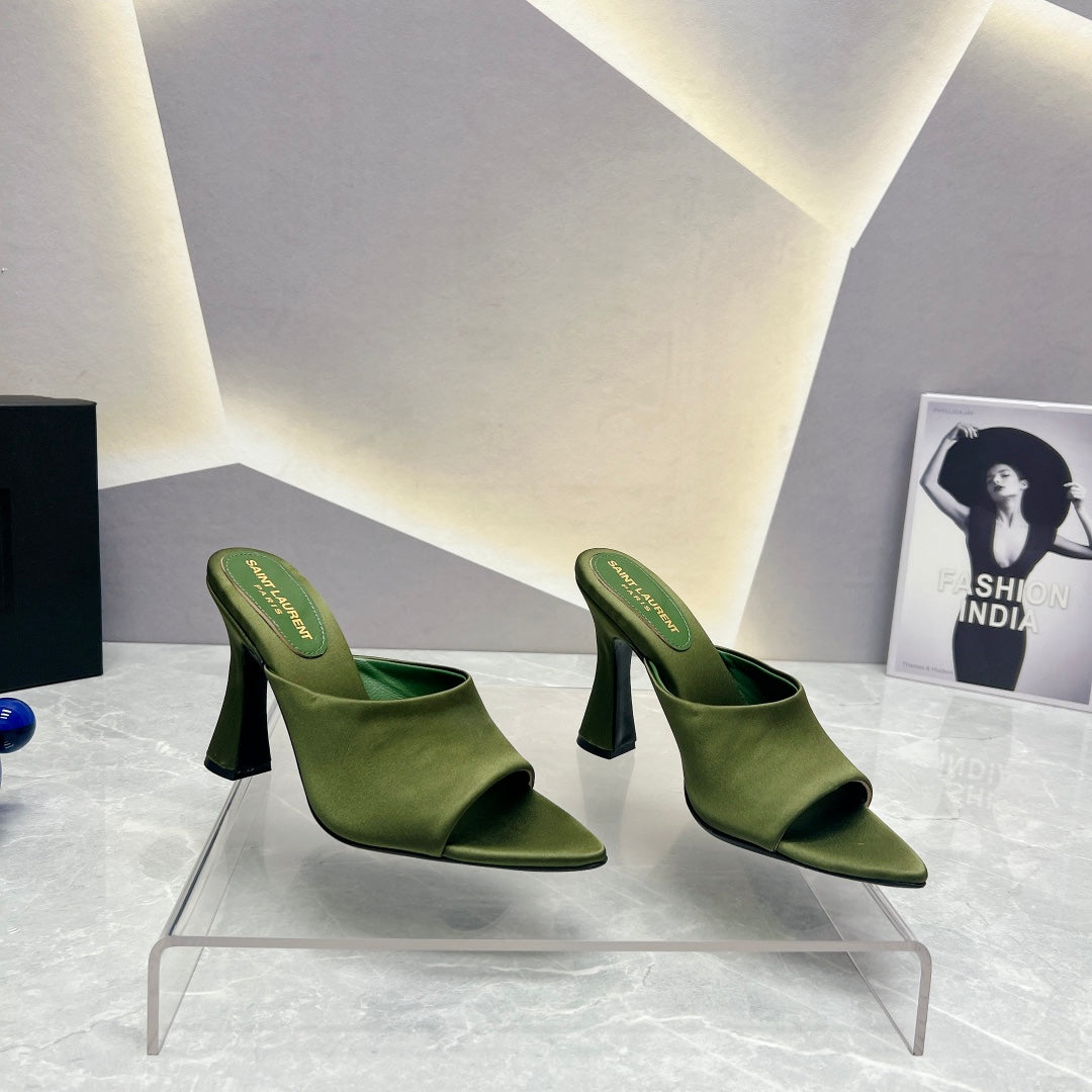 Saint Laurent SL GOLDIE MULES MOSS SATIN