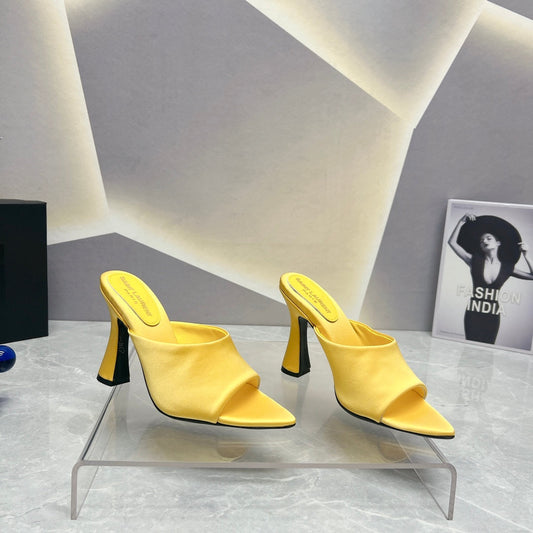 Saint Laurent SL GOLDIE MULES LEMON SATIN