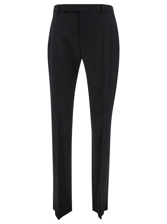 Saint Laurent Men Black Tailored Pants With Front Pinces In Wool Man