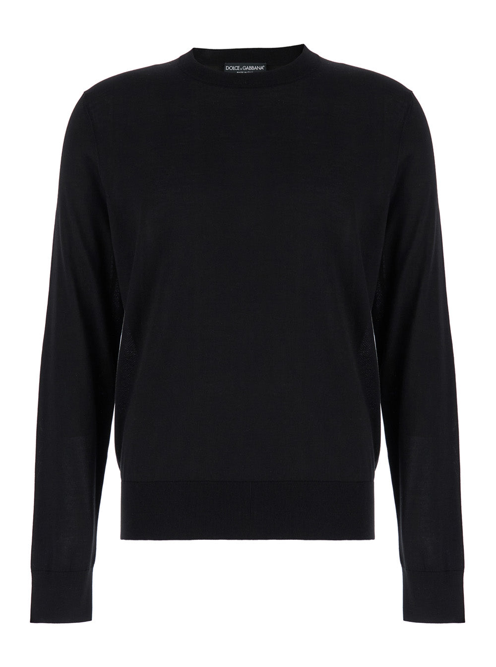 Dolce & Gabbana Men Black Sweater With Tonal Signature Logo In Silk Man