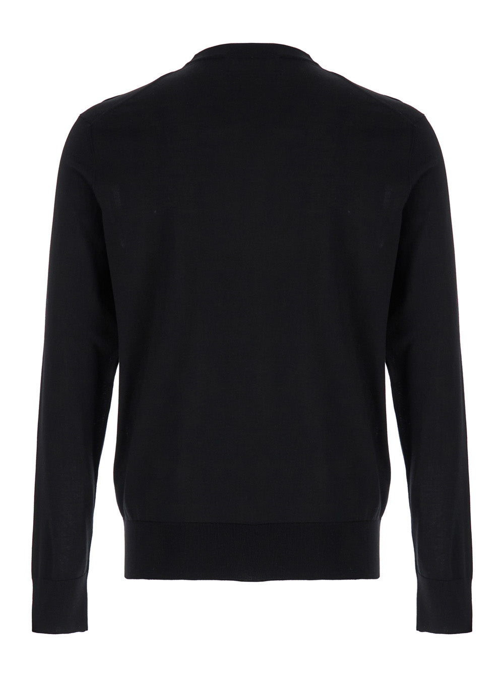 Dolce & Gabbana Men Black Sweater With Tonal Signature Logo In Silk Man