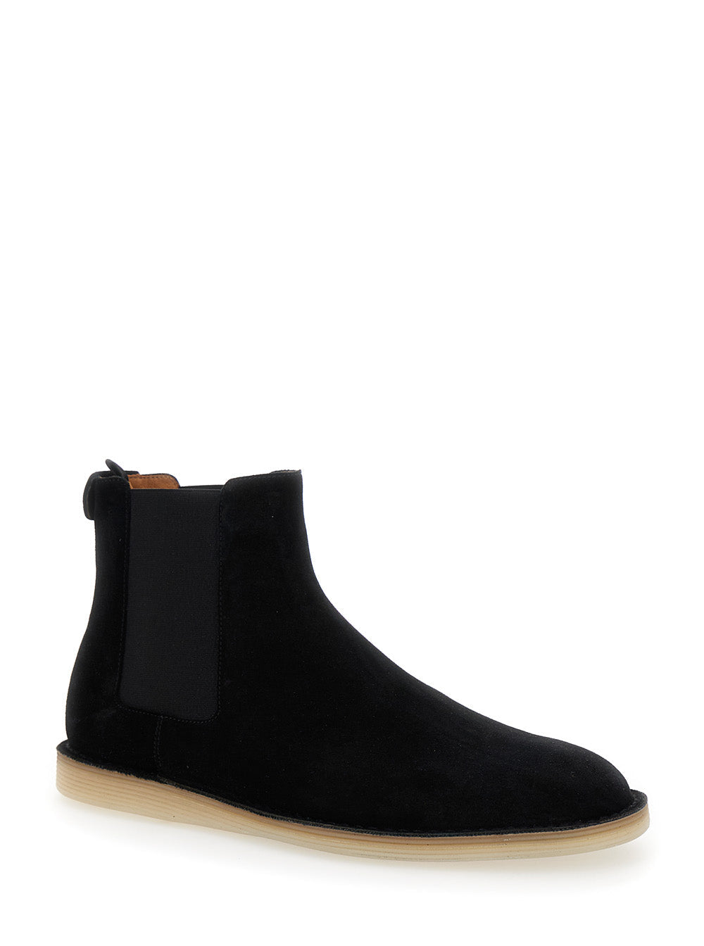 Dolce & Gabbana Men Black Pull-On Ankle Boots With Dg Logo In Suede Man