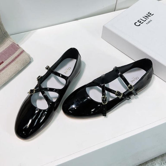 Celine FLAT MARY JANE IN BLACK CALFSKIN