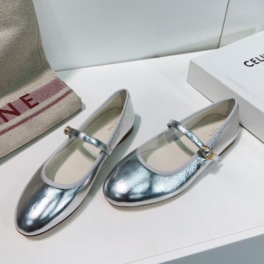 Celine BALLET FLAT IN SILVER CALFSKIN