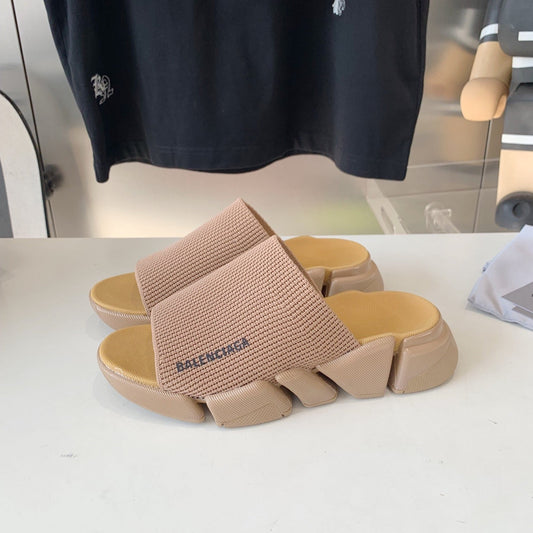 Balanciaga SPEED 2.0 SLIDE SANDAL IN BEIGE RECYCLED KNIT