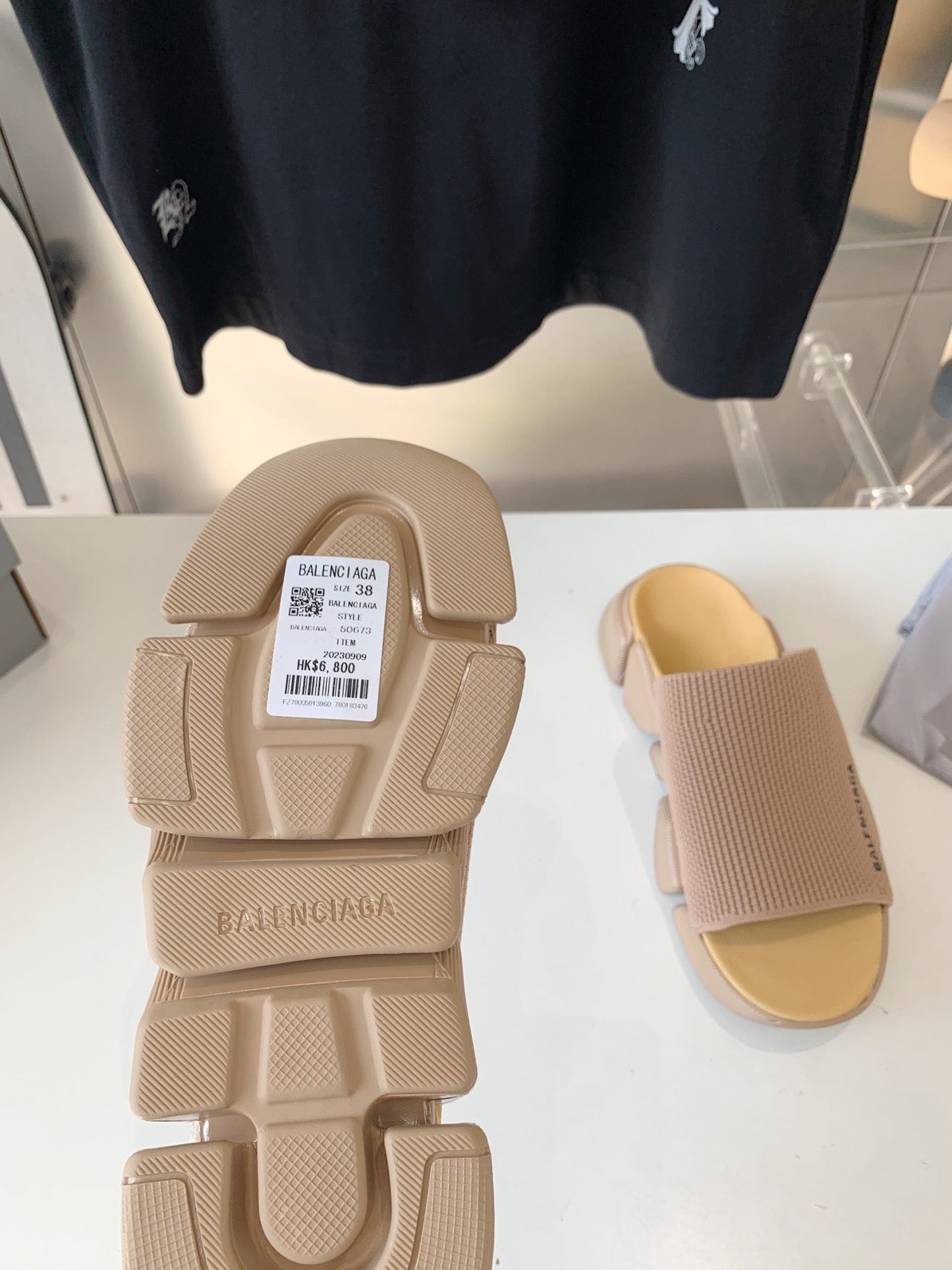Balanciaga SPEED 2.0 SLIDE SANDAL IN BEIGE RECYCLED KNIT