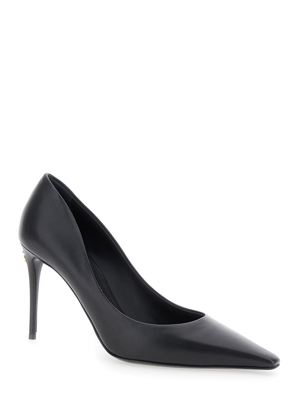Dolce & Gabbana Women Black Pointed Pumps With Dg Detail In Leather Woman