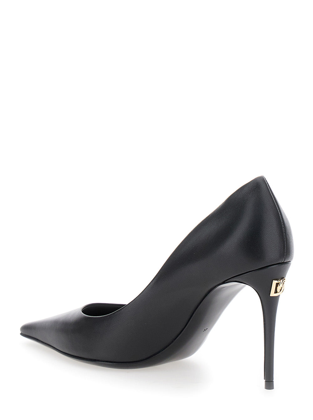 Dolce & Gabbana Women Black Pointed Pumps With Dg Detail In Leather Woman