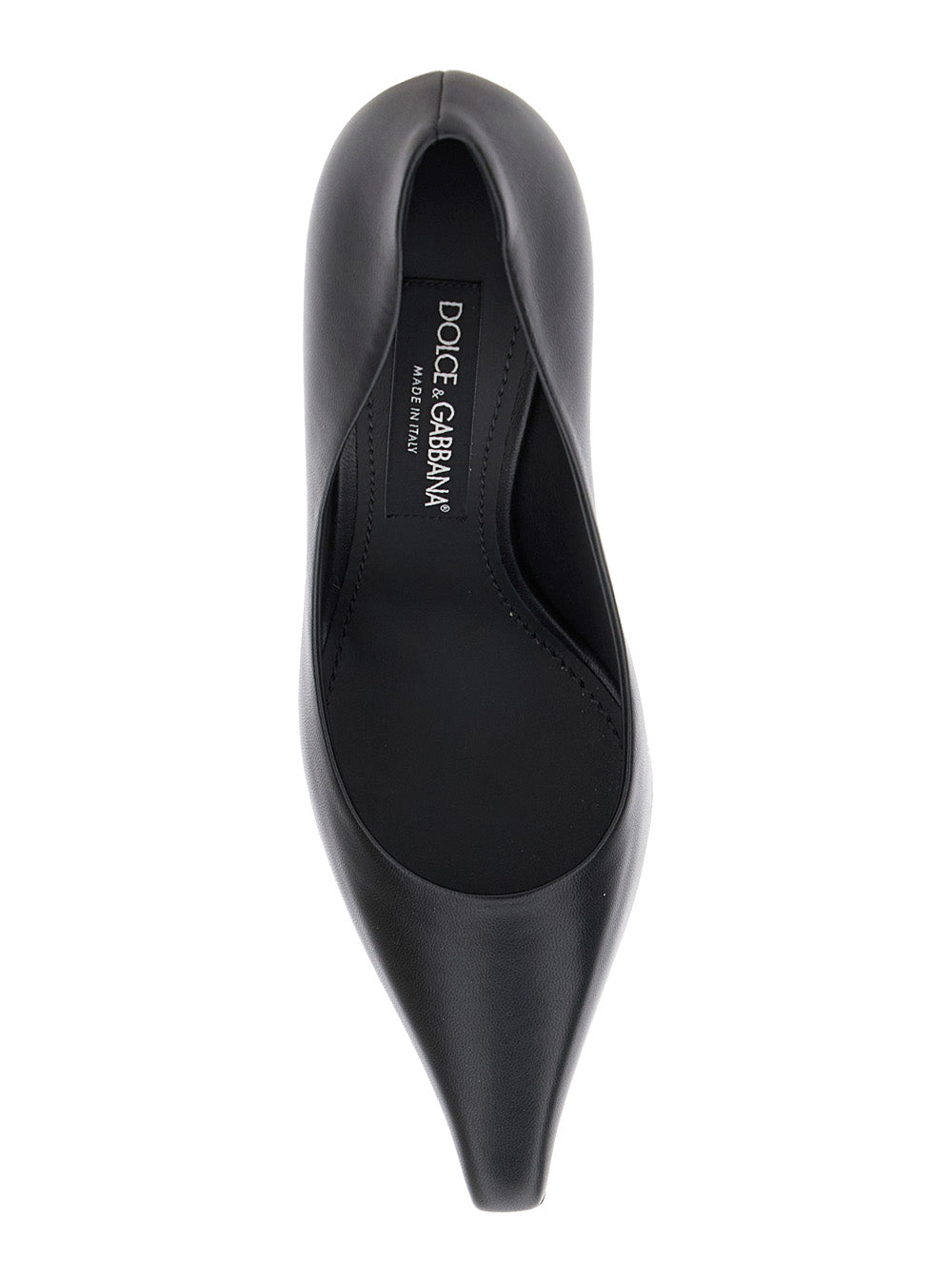 Dolce & Gabbana Women Black Pointed Pumps With Dg Detail In Leather Woman