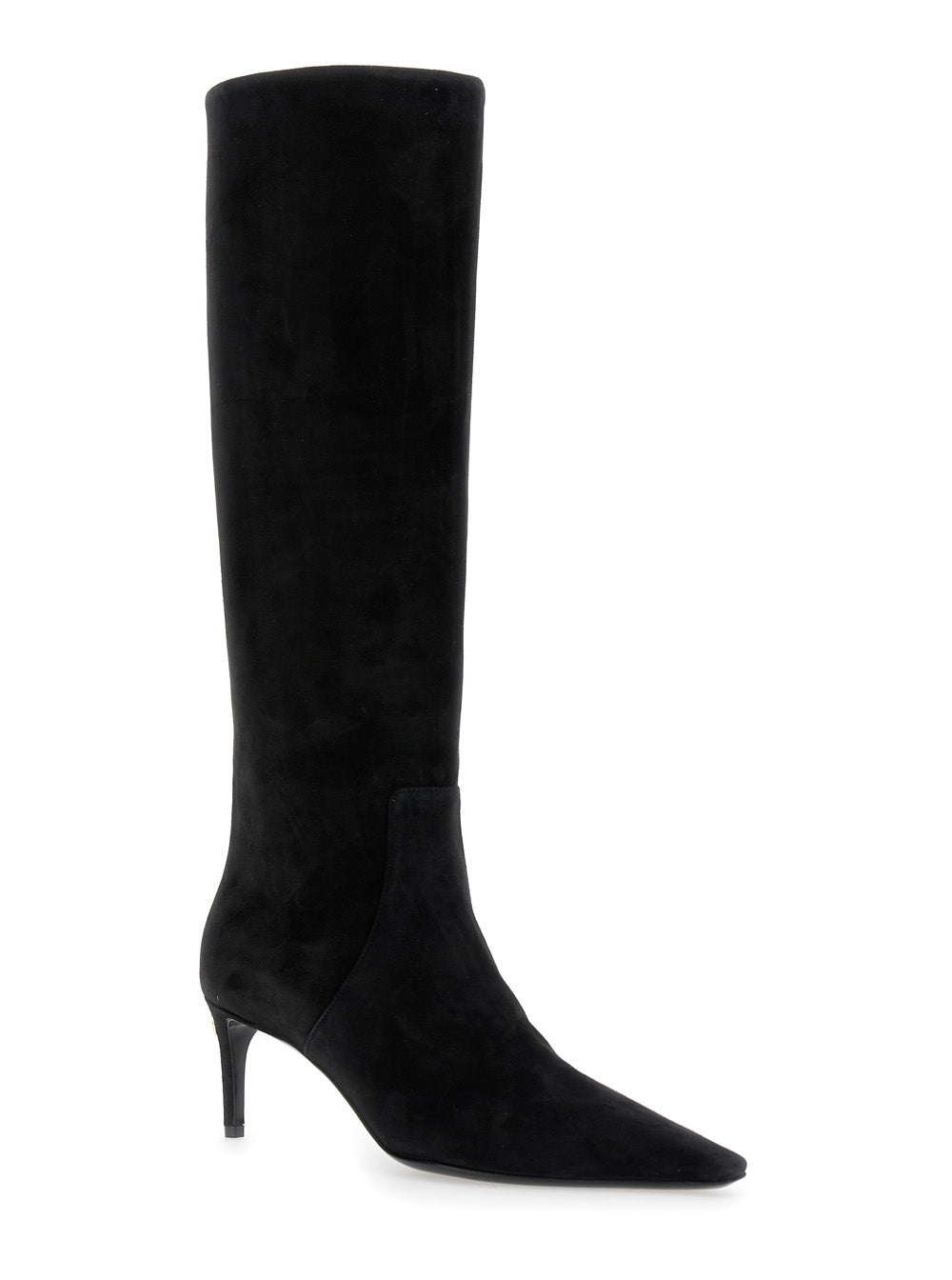 Dolce & Gabbana Women Black High Boots With Dg Logo In Suede Woman